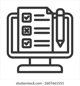 Online Surveys Outline Icon Vector Illustration