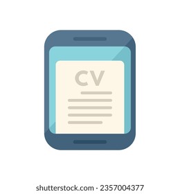 Online tablet cv icon flat vector. Job search. Computer interview isolated
