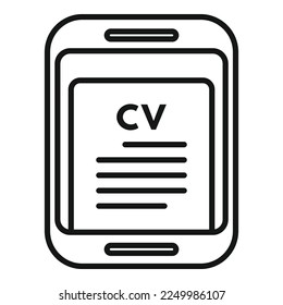 Online Tablet cv Symbol Umrissvektor. Jobsuche. Computerinterview