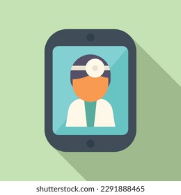 Online tablet doctor icon flat vector. Online medical consultation. Clinic patient