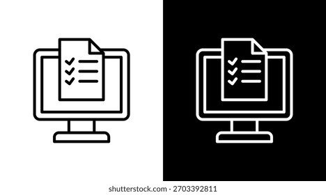 Diseño de conjunto de iconos blancos de esquema de tarea en línea