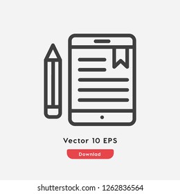 Online tasking icon vector. Online tasking symbol. Linear style sign for mobile concept and web design. Online tasking symbol illustration. Pixel vector graphics - Vector.
