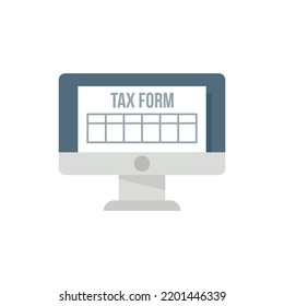 Online Tax Form Icon. Flat Illustration Of Online Tax Form Vector Icon Isolated On White Background