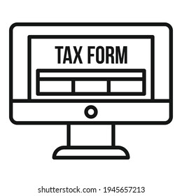 Online tax form icon. Outline Online tax form vector icon for web design isolated on white background