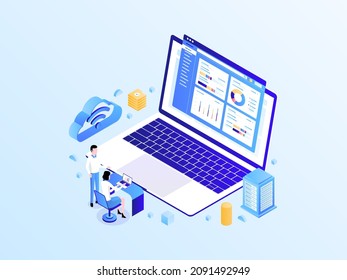 Online Tax Isometric Light Gradient Illustration. Suitable for Mobile App, Website, Banner, Diagrams, Infographics, and Other Graphic Assets.