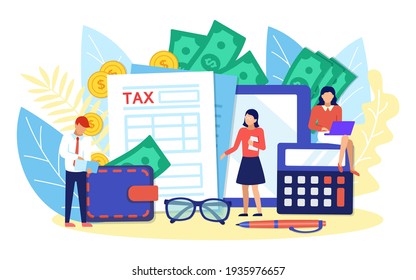 Online tax payment concept flat vector illustration