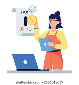 Online tax payment illustration designed in flat style 