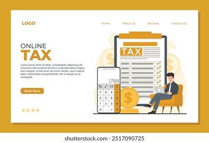 Online tax payment Landing page template paying tax income tax business tax consultant time schedule concept illustration