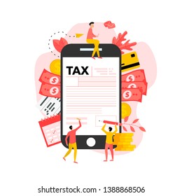 Online tax payment vector illustration concept. Filling tax form	
