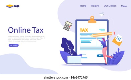 Online Tax Payment  Vector Illustration Concept , Suitable for web landing page, ui, mobile app, editorial design, flyer, banner, and other related occasion
