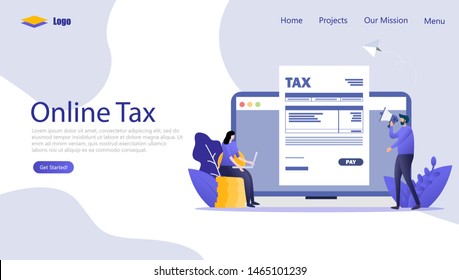 Online Tax Payment Vector Illustration Concept , Suitable for web landing page, ui, mobile app, editorial design, flyer, banner, and other related occasion