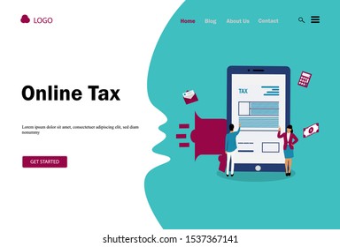 Online Tax Payment Vector Illustration Concept , Suitable for web landing page, ui, mobile app, editorial design, flyer, banner, and other related occasion