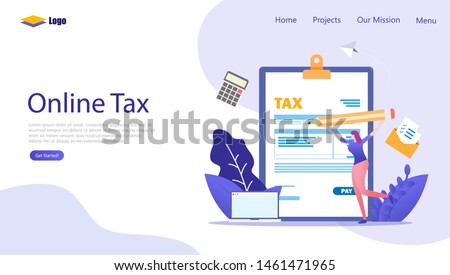 Online Tax Payment  Vector Illustration Concept , Suitable for web landing page, ui, mobile app, editorial design, flyer, banner, and other related occasion
