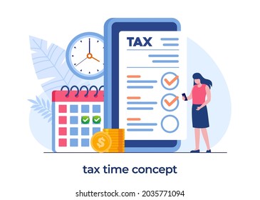 online taxes concept, online form and budget, deadline payment, flat illustration vector banner
