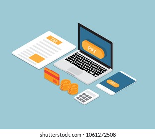 online taxes payment vector isometric background