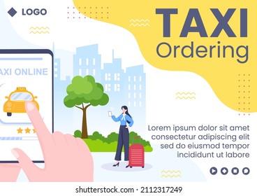 Online Taxi Booking Travel Service Brochure Template Flat Illustration Editable of Square Background for Social Media or Web Internet