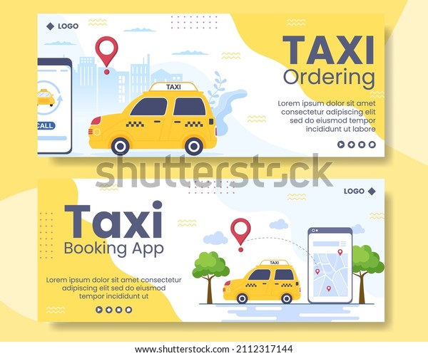 Online Taxi Booking Travel Service Banner\
Template Flat Illustration Editable of Square Background for Social\
Media or Web Internet