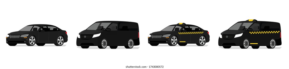 Online Taxi car concept. Vector flat illustration