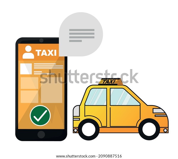 Online Taxi concept. Calling a taxi with\
a smartphone. Vector\
illustration.\
