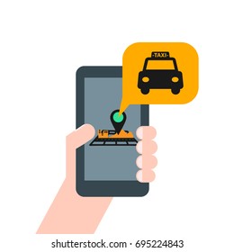 Online taxi service on smartphone mobile. vector illustration.