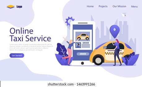 Online Taxi Service Vector Illustration Concept , Suitable for web landing page, ui, mobile app, editorial design, flyer, banner, and other related occasion