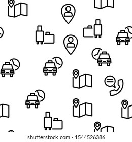 Online Taxi Vector Seamless Pattern Thin Line Illustration