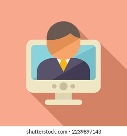 Online teacher icon flat vector. Web course. Home student
