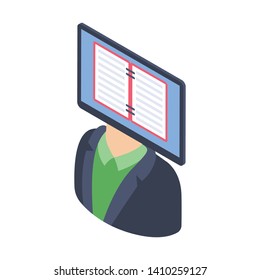 
Online teacher in isometric vector 
