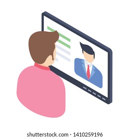 
Online teacher in isometric vector 
