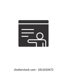 Online teacher mentor icon, solid style.
Man stand on class. Vector illustration. Design on white background. EPS 10
