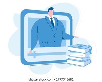 Online teacher service, Webinar, Online Education, Vector illustration for web banner, infographics, mobile. web seminar.