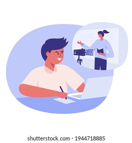 Online teaching in the age of epidemic disease is very important. The teacher is teaching students through online streaming. Students use computers to receive teaching and interact with teachers. 