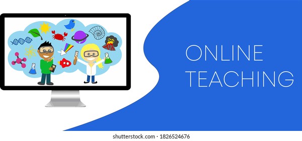 Online Teaching Banner Logo Vector, Banner design for online teaching platforms