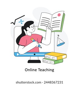 Online Teaching Flat Style Design Vector illustration. Stock illustration