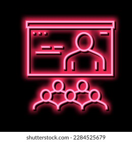 online teaching group neon light sign vector. online teaching group illustration