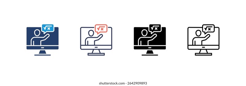 Online Teaching Icon set multiple style collection