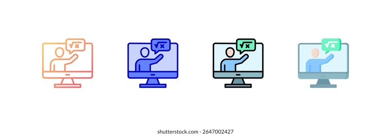 Online Teaching Icon set multiple style collection