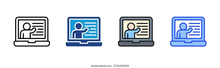 Ícone de ensino online define coleção de vários estilos