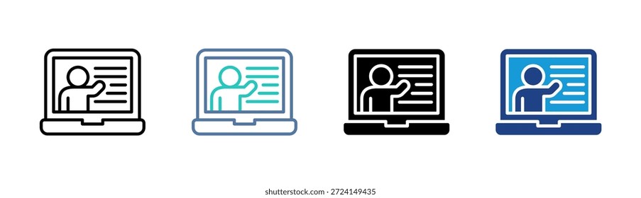 Online Teaching icon set multiple style collection