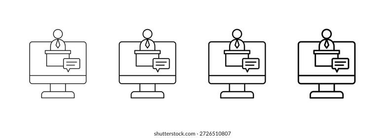 Online Teaching Icons Vector Set In Different Stroke Line Style