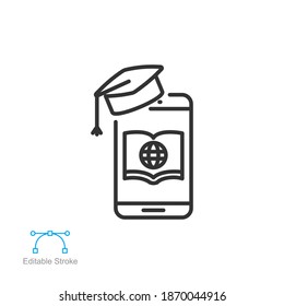 icono de línea de enseñanza en línea. Pantalla de presentación del tutor en línea. educación virtual o formación a distancia, reunión de seminarios web. Ilustración del vector de trazo editable. Diseño en fondo blanco. EPS 10