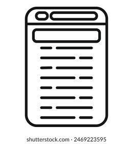 Vector de contorno de dispositivo de medios de enseñanza en línea. Estudiar Web App. Leer literatura