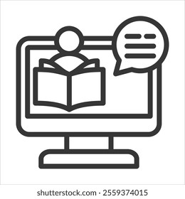 Online Teaching Outline Icon Vector Illustration