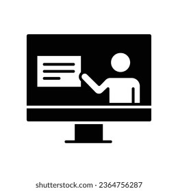 online teaching solid icon. Online Professional Courses. distance teacher, Internet Tutorials in E-Learning virtual education. Virtual Webinar. Vector illustration, Design on white background. EPS 10