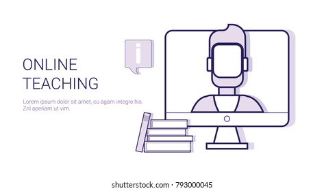 Cursos de formación en línea Formación Educación Plantilla de Concepto de Negocio Banner Web con Ilustración de vectores de espacio de copia