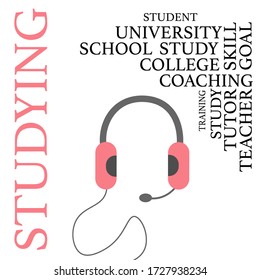 Online teaching. Web study. Online teacher. Doodle style icon. Flat style design for education. Tutor.