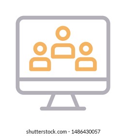 online team colour line vector icon