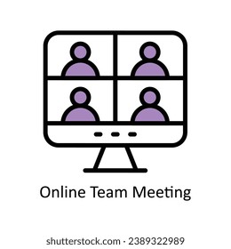 Online Team Meeting vector  Filled outline Design illustration. Symbol on White background EPS 10 File