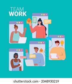 online team work with people