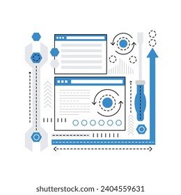 Online tech service. Technical customer support, tech help graphic icon illustration
